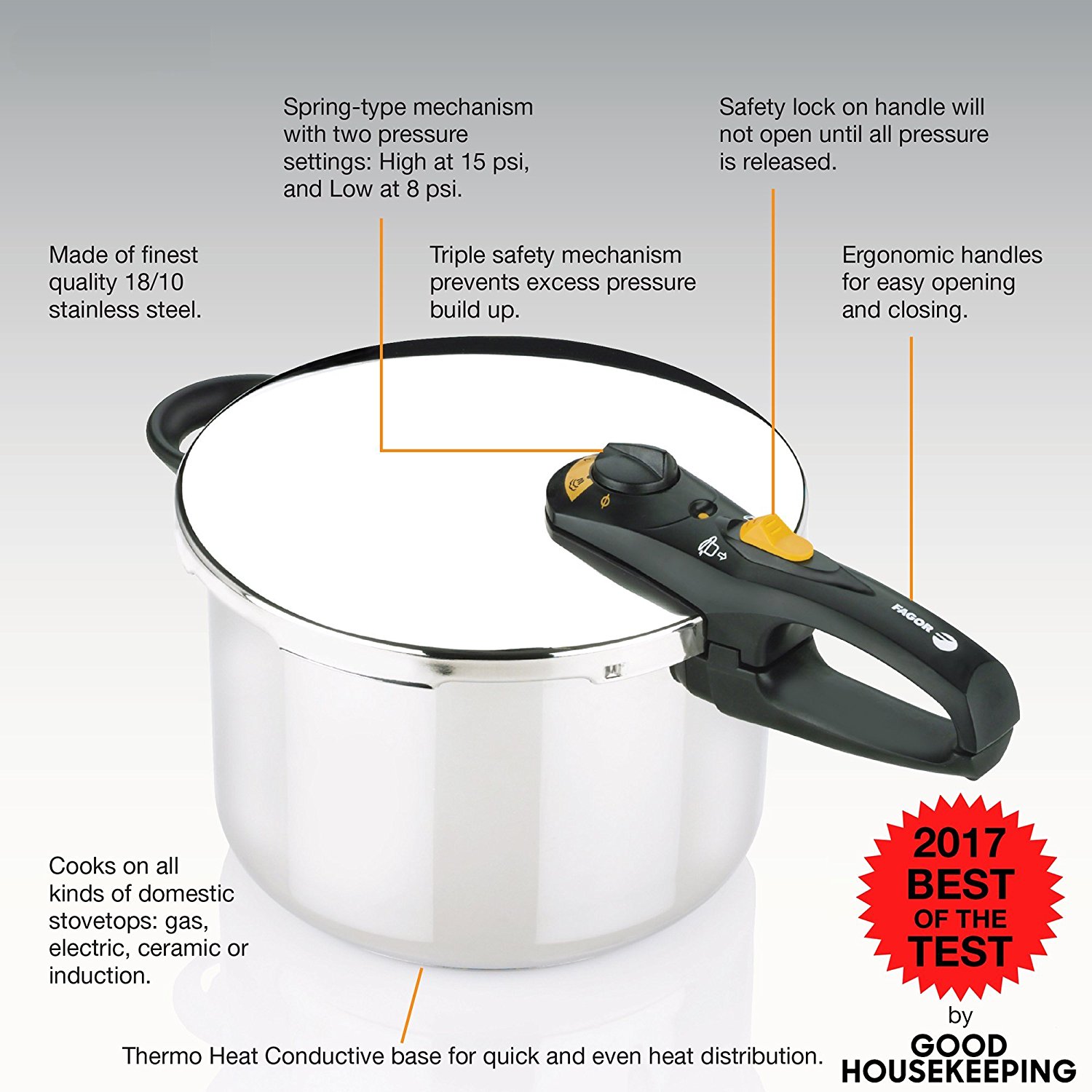 Fagor Duo 8 Quart Pressure Cooker