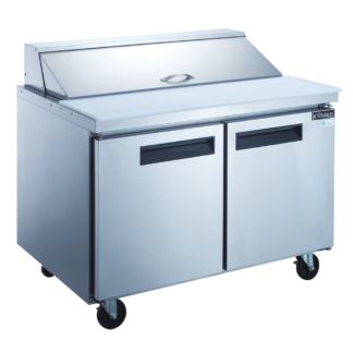 Dukers DSP48-12-S2 2-Door Commercial Food Prep Table Refrigerator in Stainless Steel