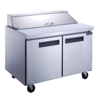 Dukers DSP60-16-S2 2-Door Commercial Food Prep Table Refrigerator in Stainless Steel