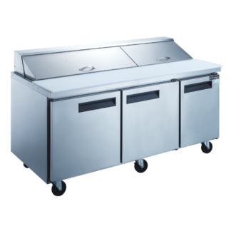 Dukers DSP72-18-S3 Door Commercial Food Prep Table Refrigerator in Stainless Steel