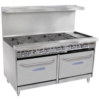 Bakers Pride Restaurant Series 60-BP-8B-G12-S26 8 Burner Range with Two Standard 26" Ovens and 12" Griddle