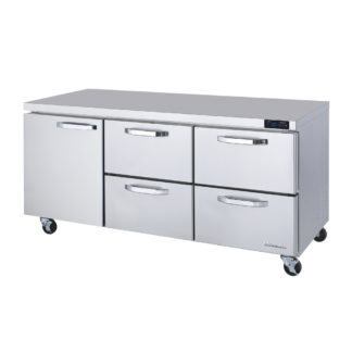 Blue Air BLUR72-D4RM-HC 4 Drawers 1 Door (L) All Stainless Undercounter Refrigerator - 72"W, 20 Cu./Ft., R-290 Refrigerant