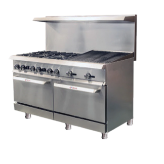 Ikon IR-6B-24RB-60 60" 6 Commercial Burner, 24" Radiant Broiler Gas Range