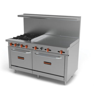 Sierra SR-4B-36G-60 60” Range With 2 Ovens And 4 Open Burners With 36” Griddle Section
