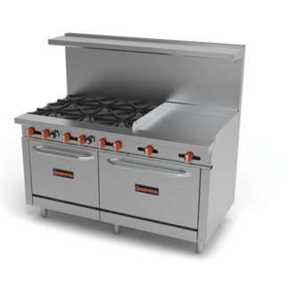 Sierra SR-6B-24G-60 60” Range With 2 Ovens And 6 Open Burners With 24” Griddle Section