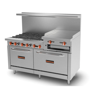 Sierra SR-6B-24RG-60 2 Ovens And 6 Open Burners With 24” Raised Griddle Section Gas Range
