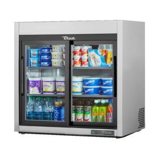 True TSD-09G-HC-LD 36" Countertop Refrigerator w/ Front Access - Sliding Doors, Stainless