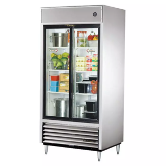 True TSD-33G-HC-LD 39 1/2" Two Section Reach In Refrigerator, (2) Sliding Glass Doors