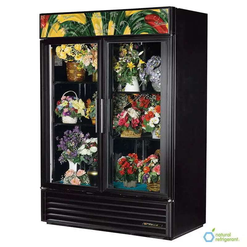 True GDM49FCHCTSL01 2 Section Floral Cooler w/ Swinging Door Plant