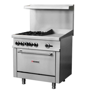 Cookline CR36-12G 36" 4 Burner Gas Range with 12" Right Side Griddle and Standard Oven - 171,000 BTU