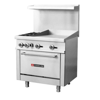 Cookline CR36-24G 36" 2 Burner Gas Range with 24" Right Side Griddle and Standard Oven - 131,000 BTU