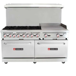 Cookline CR60-24G 60" 6 Burner Commercial Range with 24" Flat Griddle - Natural Gas