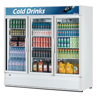 Turbo Air TGM-72SD-N 78" Three Section Glass Door Merchandiser, (3) Left/Right Hinge Doors, 115v