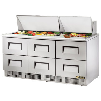 True TFP-72-30M-D-6 72" Sandwich/Salad Prep Table w/ Refrigerated Base, 115v