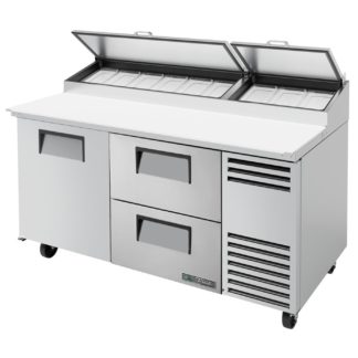 True TPP-AT-67D-2-HC 67" Pizza Prep Table w/ Refrigerated Base, 115v