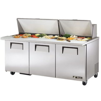 True TSSU-72-30M-B-ST-HC 72" Sandwich/Salad Prep Table w/ Refrigerated Base, 115v