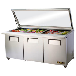 True TSSU-72-30M-B-ST-FGLID-HC 72" Sandwich/Salad Prep Table w/ Refrigerated Base, 115v