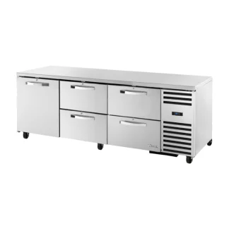 True TUC-93D-4-HC~SPEC3 93" W Undercounter Refrigerator w/ (3) Sections, (1) Door & (4) Drawers, 115v