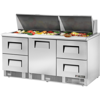True TFP-72-30M-D-4 72" Sandwich/Salad Prep Table w/ Refrigerated Base, 115v
