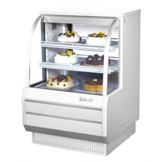 Turbo Air TCGB-36DR-W(B) 36 1/2" Full Service Dry Bakery Display Case w/ Curved Glass - (3) Levels, 115v