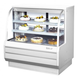 Turbo Air TCGB-48DR-W(B) 48 1/2" Full Service Dry Bakery Display Case w/ Curved Glass - (3) Levels, 115v
