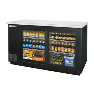 Beverage Air BB58HC-1-GS-B 59" Bar Refrigerator - 2 Sliding Glass Doors, Black, 115v