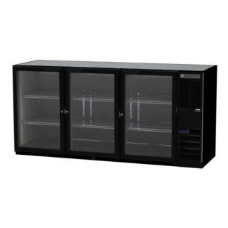 Beverage Air BB72HC-1-FG-S 72" Bar Refrigerator - 3 Swinging Glass Doors, Black, 115v