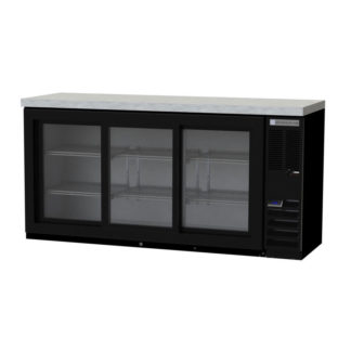 Beverage Air BB72HC-1-F-GS-S-27 72" Bar Refrigerator - 3 Sliding Glass Doors, Black, 115v