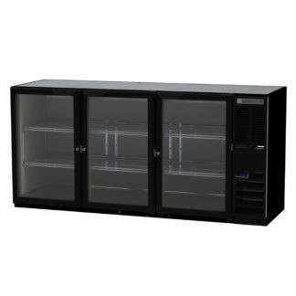 Beverage Air BB72HC-1-G-B 72" Bar Refrigerator - 3 Swinging Glass Doors, Black, 115v