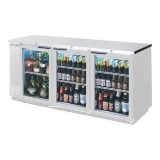 Beverage Air BB72HC-1-G-S 72" Bar Refrigerator - 3 Swinging Glass Doors, Stainless, 115v