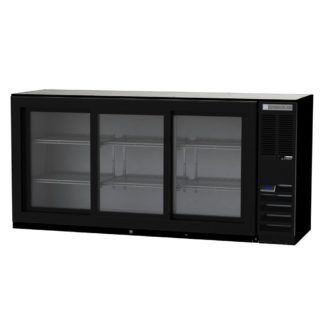 Beverage Air BB72HC-1-GS-B 72" Bar Refrigerator - 3 Sliding Glass Doors, Black, 115v