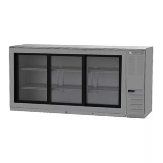 Beverage Air BB72HC-1-GS-S 72" Bar Refrigerator - 3 Sliding Glass Doors, Stainless, 115v