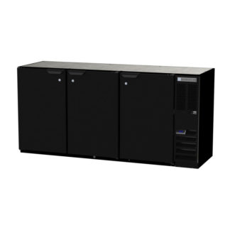 Beverage Air BB72HC-1-PT-B 72" Bar Refrigerator - 3 Swinging Solid Doors, Black, 115v
