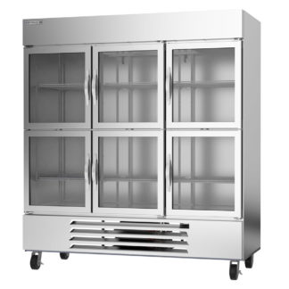 Beverage Air HBF72HC-5-HG 75" Three Section Reach In Freezer - (6) Glass Doors, 115v