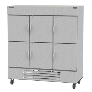 Beverage Air HBF72HC-5-HS 75" Three Section Reach In Freezer, (6) Solid Doors, 115v