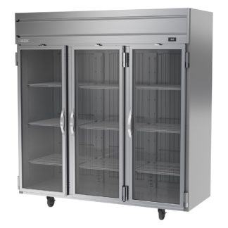 Beverage Air HR3HC-1G 78" Three Section Reach In Refrigerator - (3) Left/Right Hinge Glass Doors, 115v