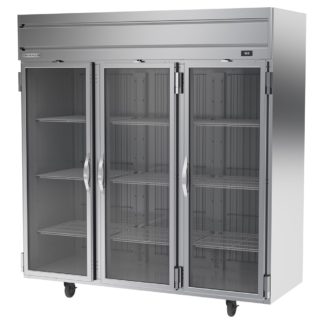 Beverage Air HRP3HC-1G 78" Three Section Reach In Refrigerator, (3) Left/Right Hinge Glass Doors, 115v