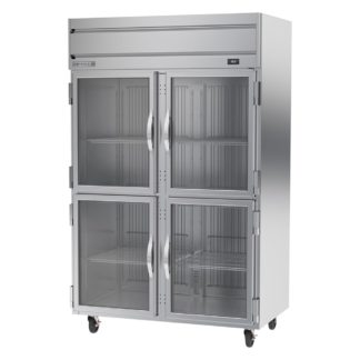 Beverage Air HRPS2HC-1HG 52" Two Section Reach In Refrigerator, (4) Left/Right Hinge Glass Doors, 115v