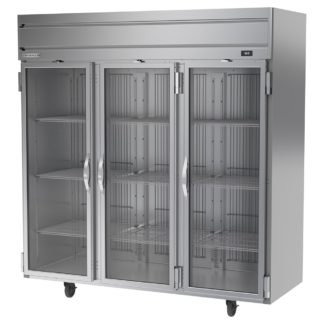 Beverage Air HRPS3HC-1G 78" Three Section Reach In Refrigerator, (3) Left/Right Hinge Glass Doors, 115v