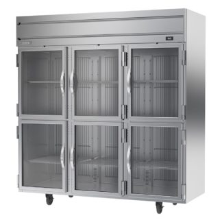 Beverage Air HRPS3HC-1HG 78" Three Section Reach In Refrigerator, (6) Left/Right Hinge Glass Doors, 115v