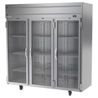 Beverage Air HRS3HC-1G 78" Three Section Reach In Refrigerator, (3) Left/Right Hinge Glass Doors, 115v