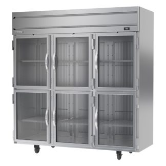 Beverage Air HRS3HC-1HG 78" Three Section Reach In Refrigerator, (6) Left/Right Hinge Glass Doors, 115v