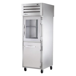 True STA1RPT-1HG/1HS-1S-HC 27 1/4" One Section Pass Thru Refrigerator, (1) Glass Door, (1) Solid Door, Right Hinge, 115v