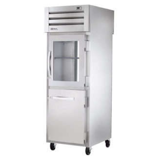True STG1RPT-1HG/1HS-1G-HC 27 1/4" One Section Pass Thru Refrigerator, (1) Glass Door, (1) Solid Door, Right Hinge, 115v