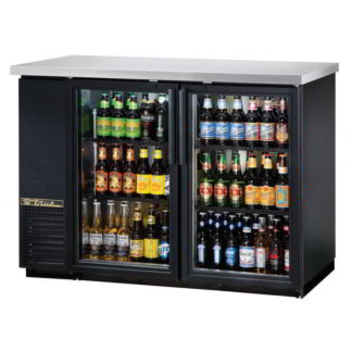 True TBB-24-48G-HC-LD 49" Bar Refrigerator - 2 Swinging Glass Doors, Black, 115v