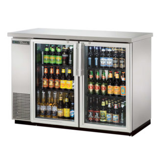 True TBB-24-48G-S-HC-LD 49" Bar Refrigerator - 2 Swinging Glass Doors, Stainless, 115v