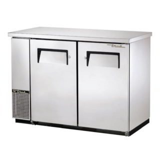 True TBB-24-48-S-HC 49 1/8" Bar Refrigerator - 2 Swinging Solid Doors, Stainless, 115v