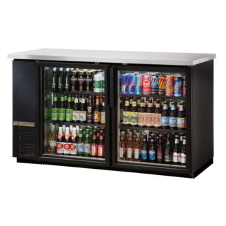 True TBB-24-60G-HC-LD 61 1/8" Bar Refrigerator - 2 Swinging Glass Doors, Black, 115v