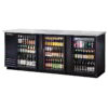 True TBB-4G-HC-LD 90 3/8" Bar Refrigerator - 3 Swinging Glass Doors, Black, 115v