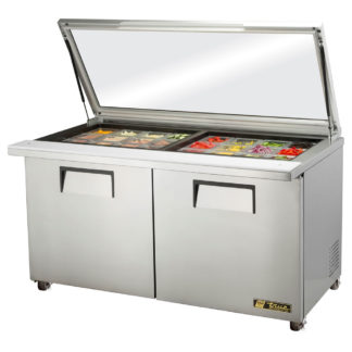 True TSSU-60-24M-B-ST-FGLID-HC 60" Sandwich/Salad Prep Table w/ Refrigerated Base, 115v